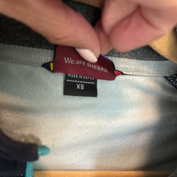 Sherpa Navy Wool Blend Jacket Womens XS winter zip up embroidered activewear - Picture 11 of 13